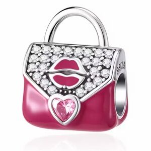 Silver and Pink Sparkle Hand Bag Charm